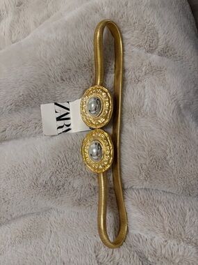 ZARA Gold and Silver Medallion Stretch Belt